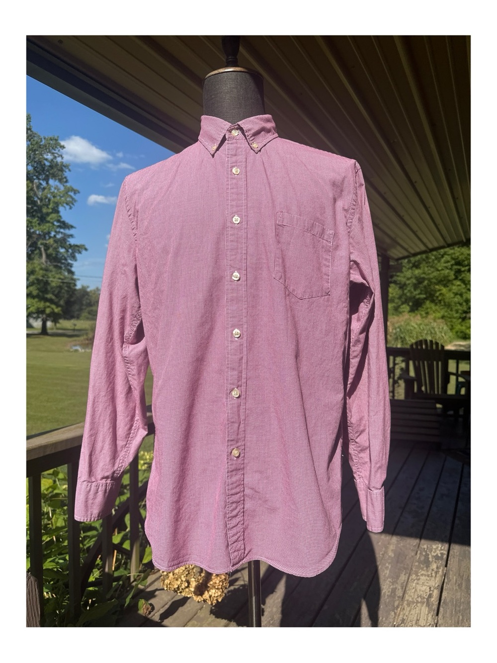 J. Crew Vintage Men's Long Sleeve Cotton Gingham Large Button Down Mauve/Red